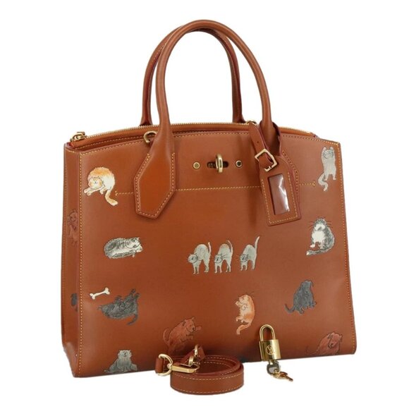 Louis Vuitton Handbags - LOUIS VUITTON Catgram City Steamer MM Bag Leather 2way Brown M52969 Auth 104191S